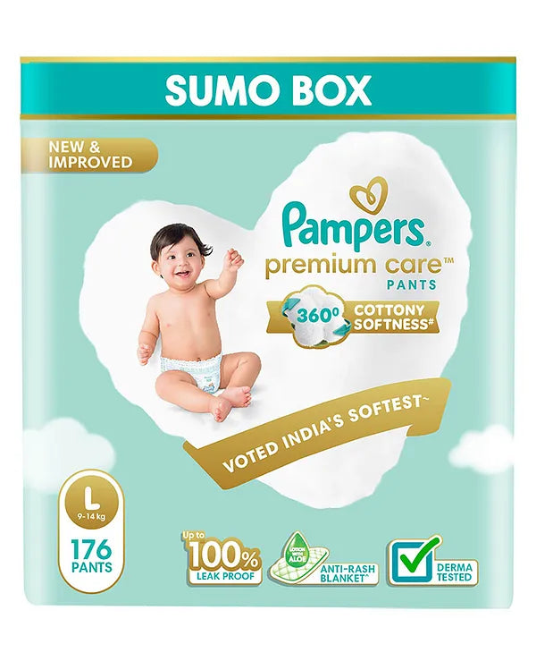 Pampers Premium Care Pants Baby Diapers (L) Size - 176 Pieces