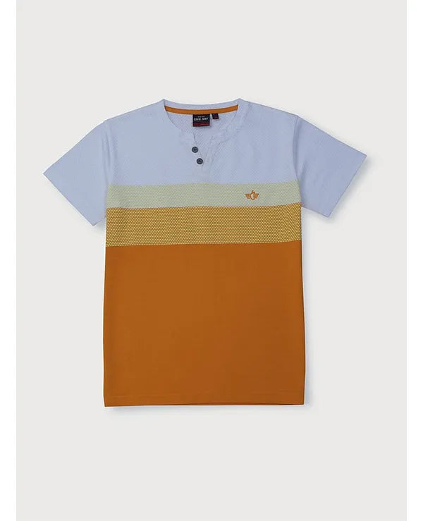 GINI & JONY Gini And Jony Half Sleeves T-Shirt Color Block Print - Orange