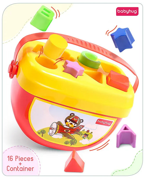 Babyhug Premium My First Shape Sorter Toy - Red | 16 Blocks | Sorting & Stacking Toys for 18+ Months | BIS Certified