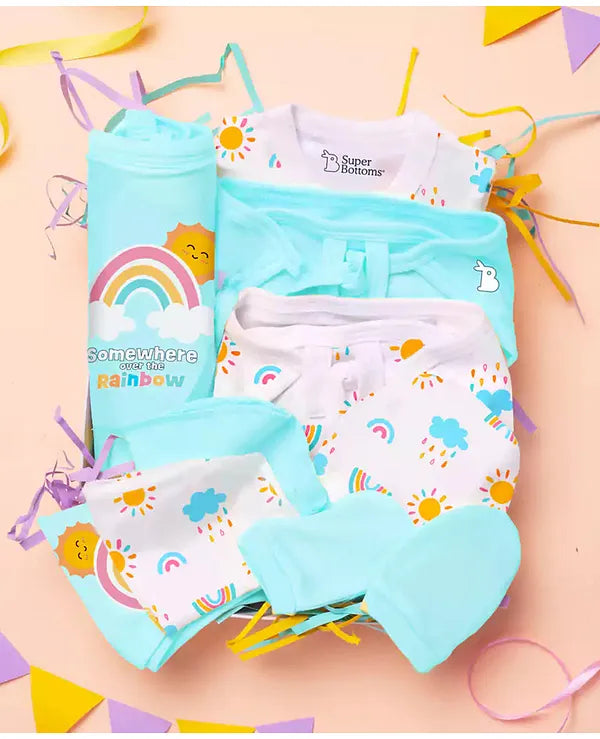 SuperBottoms Newborn Gift Set - 11 Pcs Clothing Hamper Gift Set for Newborn - Blue