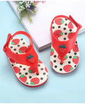 Babyoye Velcro Closure Flip Flops with Strawberry Print - Red