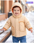 Babyoye Woven Full Sleeves Solid Hooded Padded Jacket - Orange