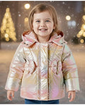 Babyoye Woven Full Sleeves Solid Ombre Dyed Hooded Padded Jacket - Pink
