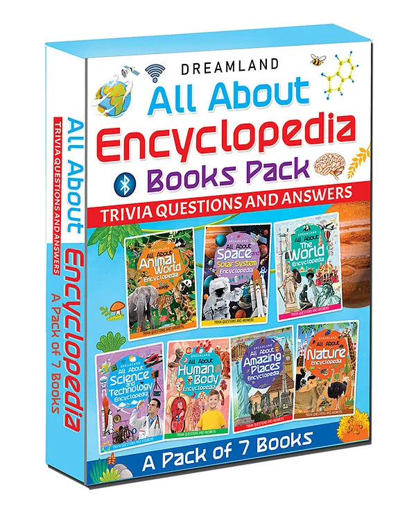 Dreamland Children Encyclopedia Books Pack - All About Trivia Questions and Answers , Animals World, Space and Solar System, The World, Science and Technology, Human Body, Amazing Places, Nature