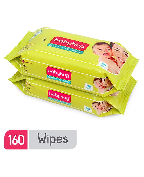 Babyhug Premium Baby Wipes - 80 Pieces ( Pack of 2)
